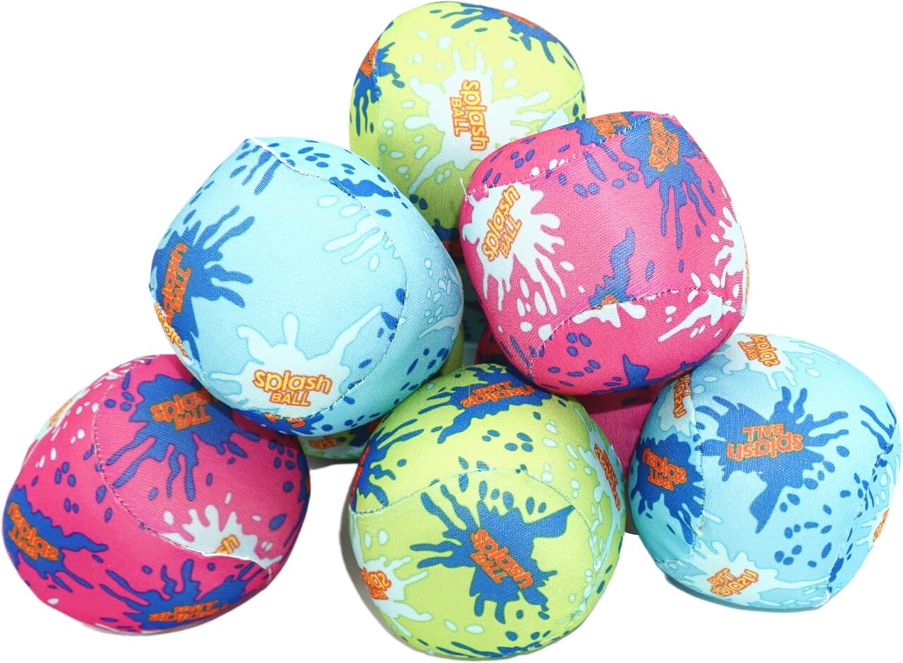 4E's Novelty 12 Pack Water Bomb Splash Balls - 3" Mini Absorbent Sponge Balls for Pool Party Favors for Kids